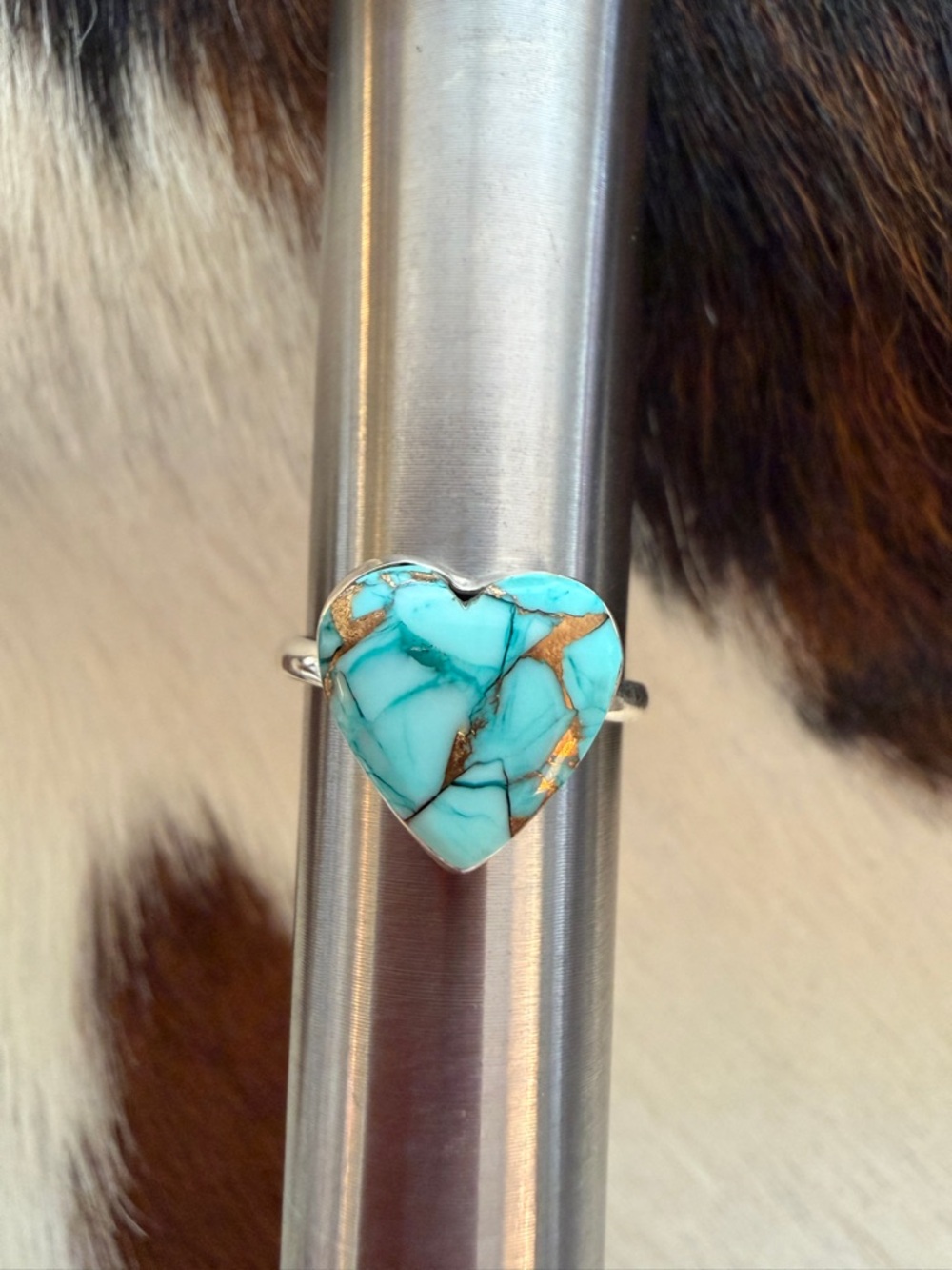 ❤️Kingman MINT DAHLIA HEART Turquoise Minimalist Sterling Southwestern Ring Sz 8 - Picture 5 of 14